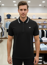 EMP ARMNI ZIP-UP POLO T-SHIRT